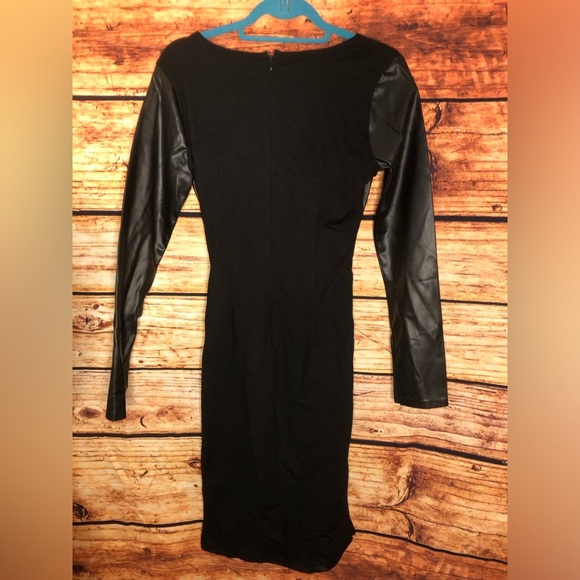 Faux-Leather Surplice Dress - Picture 10 of 16